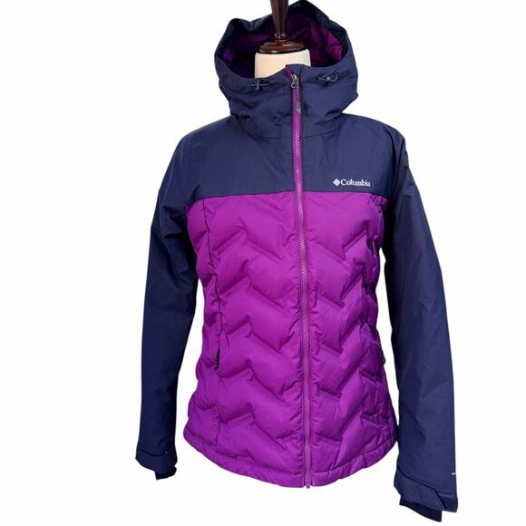 Columbia Omni-Tech Purple Down Hooded Jacket Women’s Medium - Picture 7 of 13